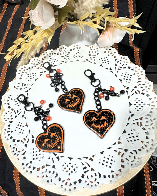Jack-o-lantern Heart Keychain